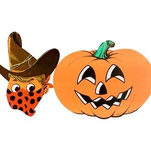Vintage Halloween Die Cuts Lot Of Two Decorations